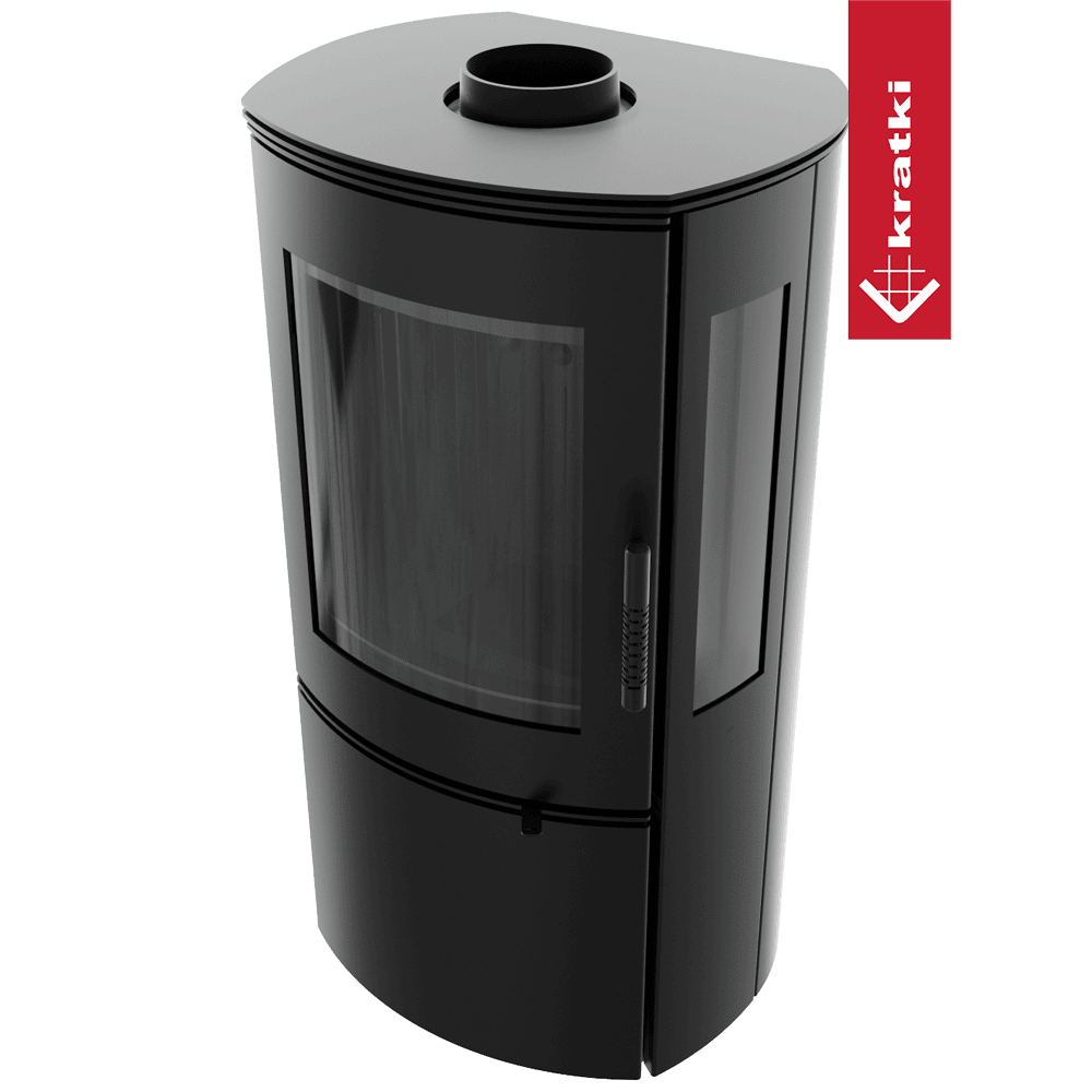 Kratki Kaminofen aus Stahl KRATKI FALCON VIEW Ø 150 10 kW schwarz Verkleidung