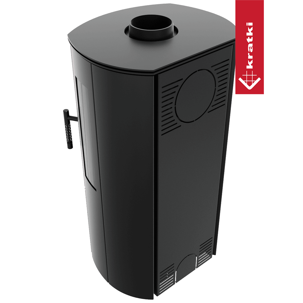 Kratki Kaminofen aus Stahl KRATKI FALCON VIEW Ø 150 10 kW schwarz Verkleidung