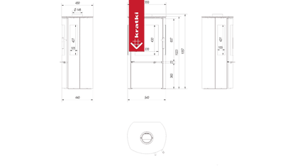 Kratki Kaminofen aus Stahl KRATKI FALCON VIEW Ø 150 10 kW schwarz Verkleidung