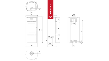 Kratki Kaminofen aus Stahl KRATKI FALCON W Ø 150 10 kW schwarz Verkleidung