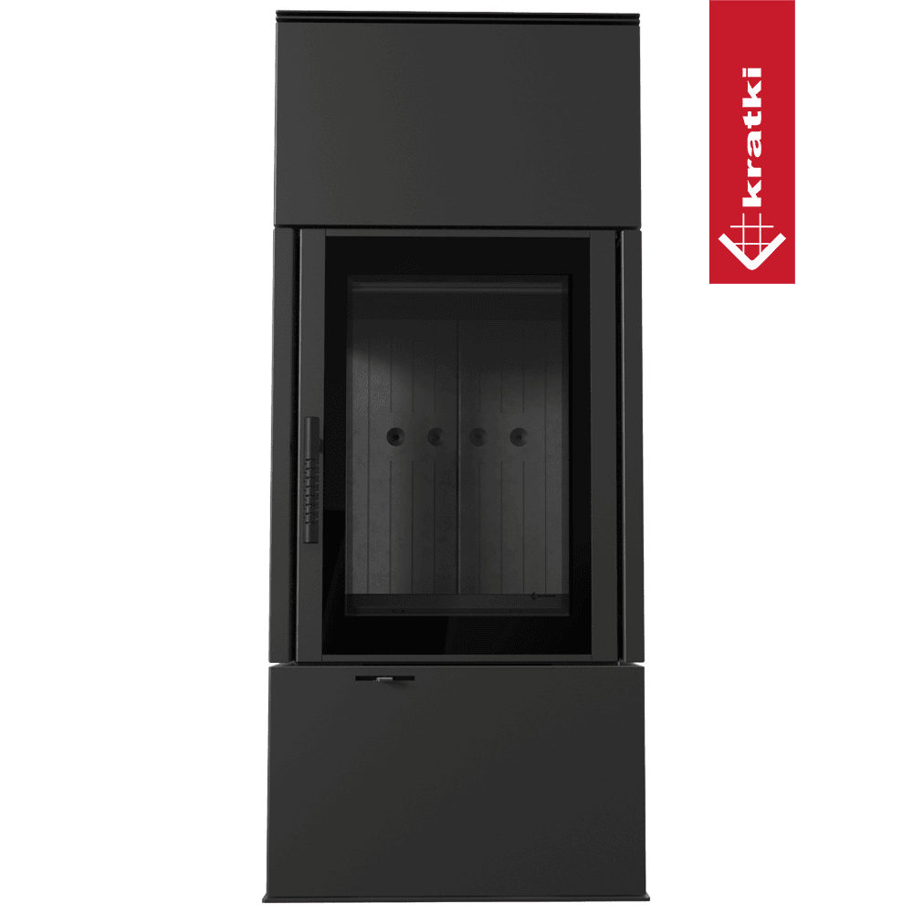 Kratki Kaminofen aus Stahl KRATKI THOR VIEW Ø 150 8 kW schwarz Verkleidung