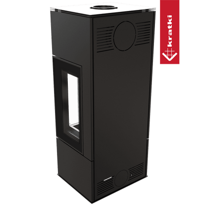 Kratki Kaminofen aus Stahl KRATKI THOR VIEW Ø 150 8 kW schwarz Verkleidung