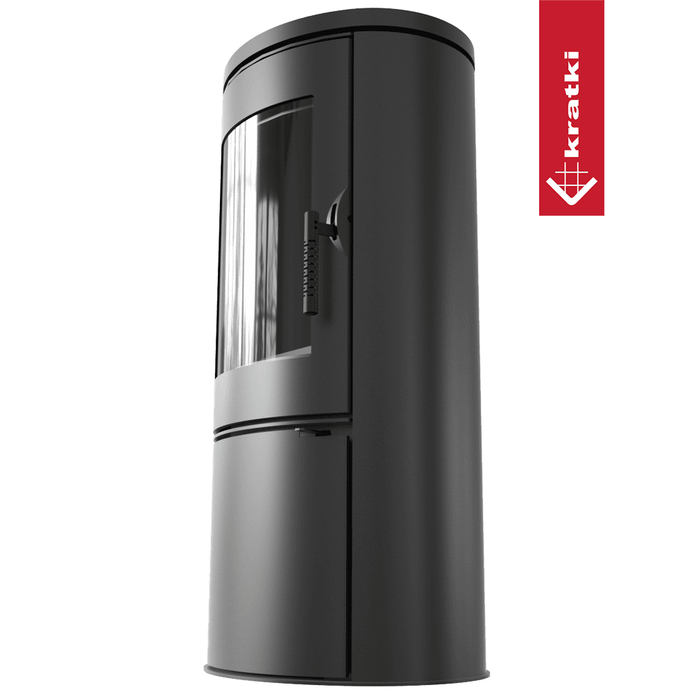 Kratki Stahl-Gusseisen Kaminofen KRATKI AB Ø 150 8 kW schwarz Verkleidung