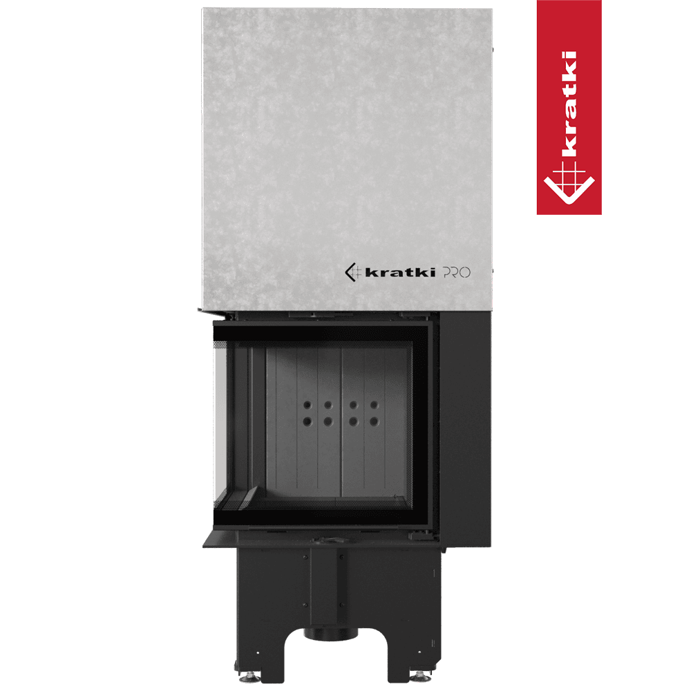 Kratki Kamineinsatz aus Stahl KRATKI VNL 480/480 8 kW Ø 200 mit Schiebetür schwarz Verkleidung