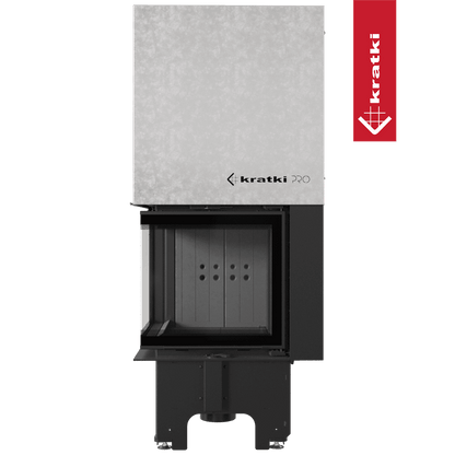 Kratki Kamineinsatz aus Stahl KRATKI VNL 480/480 8 kW Ø 200 mit Schiebetür schwarz Verkleidung