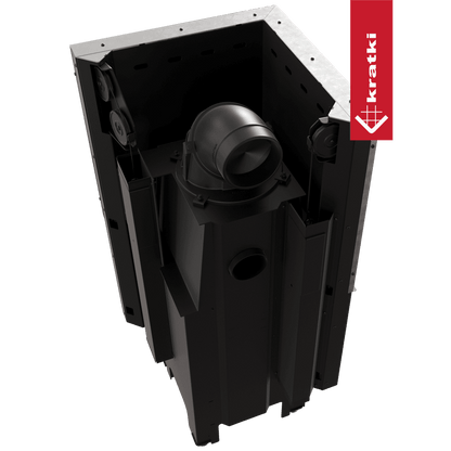 Kratki Kamineinsatz aus Stahl KRATKI VNL 480/480 8 kW Ø 200 mit Schiebetür schwarz Verkleidung