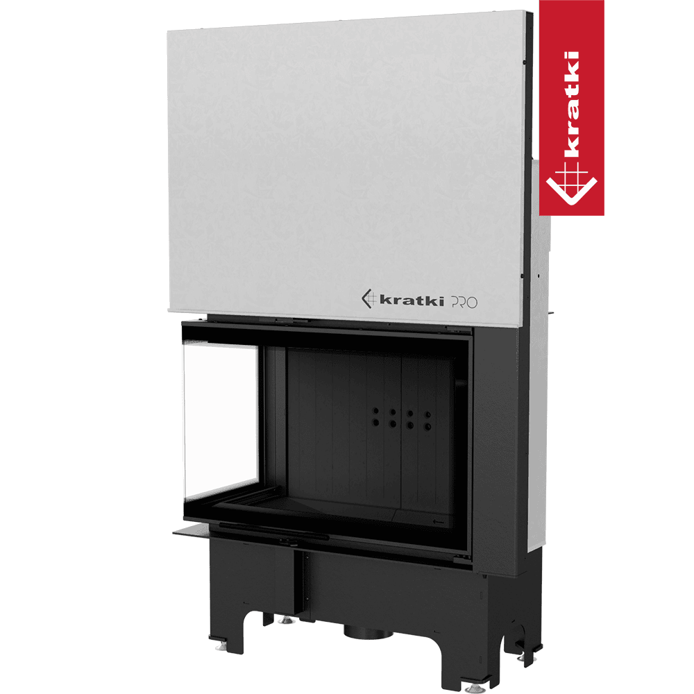 Kratki Kamineinsatz KRATKI VNL 810/410 14 kW Ø 200 mit Schiebetür schwarz Verkleidung