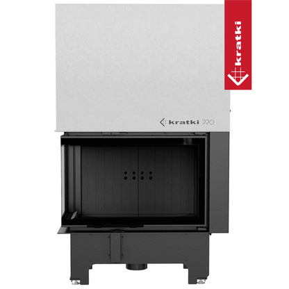 Kratki Kamineinsatz KRATKI VNL 810/410 14 kW Ø 200 mit Schiebetür schwarz Verkleidung