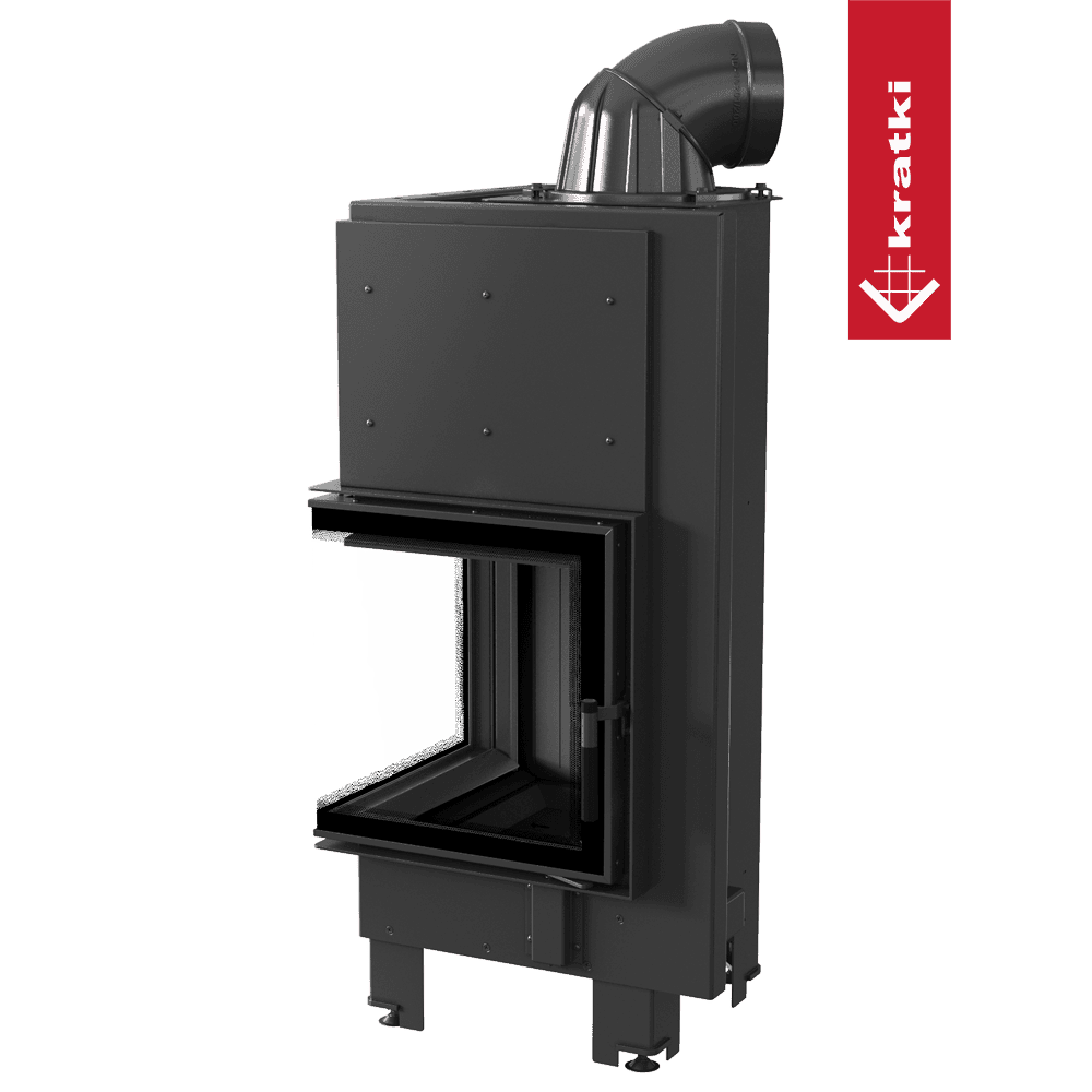 Kratki Kamineinsatz aus Stahl KRATKI MBN links 8 kW Ø 200 schwarz Verkleidung