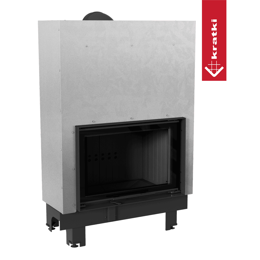 Kratki Kamineinsatz aus Stahl KRATKI MBO 15 kW Ø 200 mit Schiebetür schwarz Verkleidung