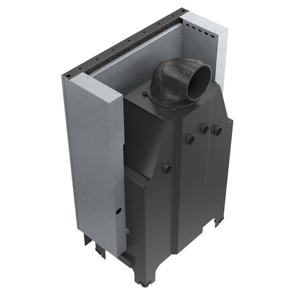 Kratki Kamineinsatz aus Stahl KRATKI MBO 15 kW Ø 200 mit Schiebetür schwarz Verkleidung