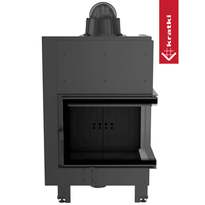 Kratki Kamineinsatz aus Stahl KRATKI MBZ rechts 13 kW Ø 200 schwarz Verkleidung