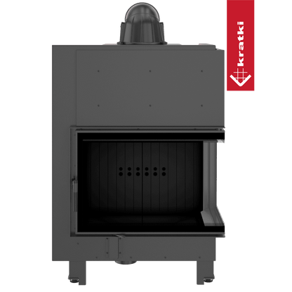 Kratki Kamineinsatz aus Stahl KRATKI MBA rechts 17 kW Ø 200 gebogenes Glas schwarz Verkleidung