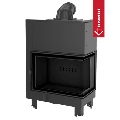 Kratki Kamineinsatz aus Stahl KRATKI MBA rechts 17 kW Ø 200 gebogenes Glas schwarz Verkleidung