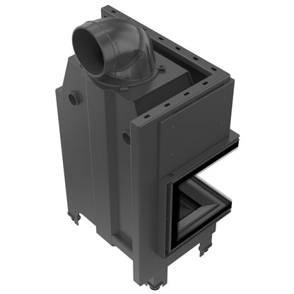 Kratki Kamineinsatz aus Stahl KRATKI MBM links 10 kW Ø 200 gebogenes Glas schwarz Verkleidung