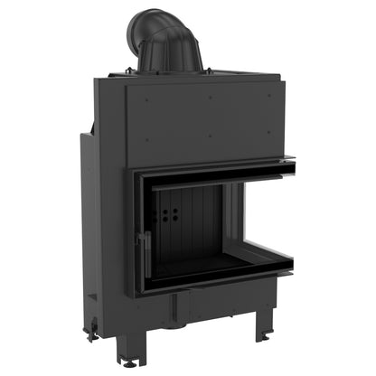 Kratki Kamineinsatz aus Stahl KRATKI MBM rechts 10 kW Ø 200 gebogenes Glas schwarz Verkleidung