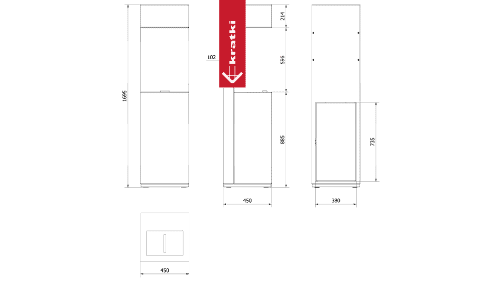 Kratki Gasfeuerstelle Outdoor AQF2 47,1x39,5 10 kW Propan Sierra Gehäuse Satz