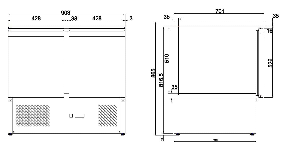 CombiSteel KÜHLTISCH 2 TÜREN