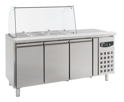 CombiSteel KÜHLTISCH MIT GLAS 3 TÜREN