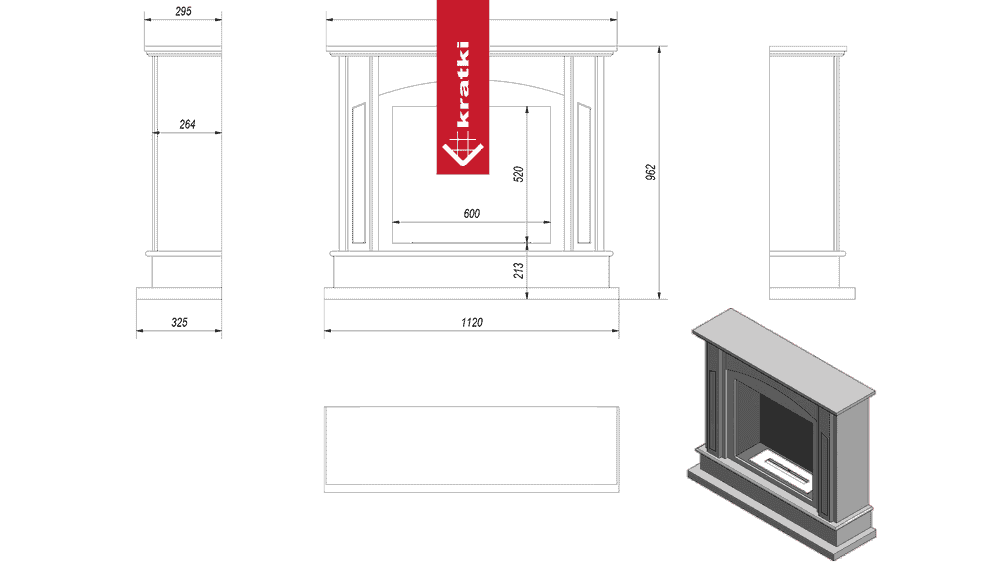 Kratki Portal Bioethanolkamin FEBRUARY TÜV weiß