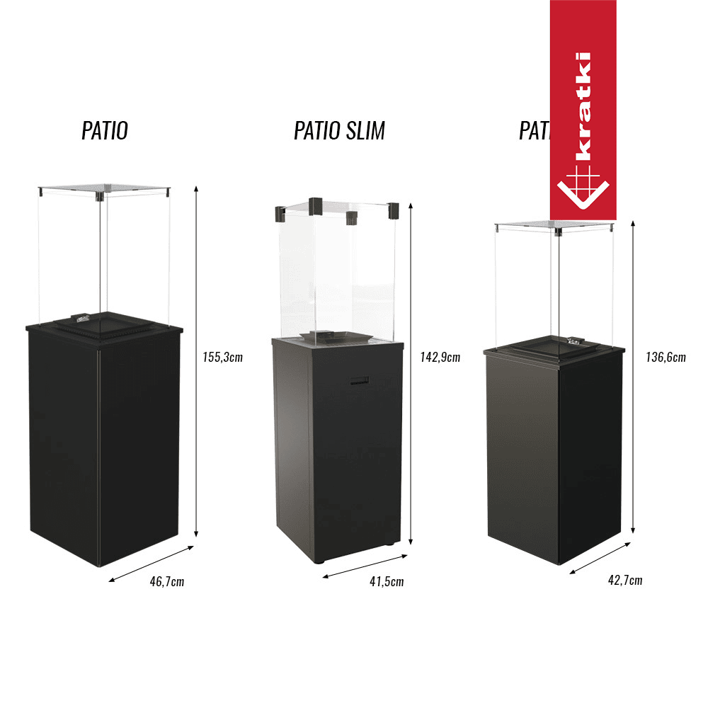 Kratki Terrassenheizer Patio Mini Quarzsinter Naturali Grigia manuelle Steuerung 8,2kW