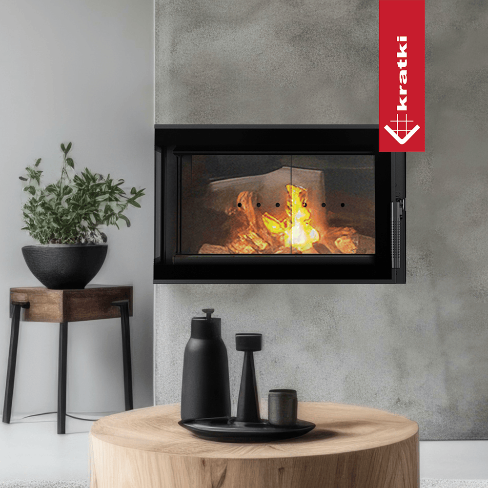 Kratki Kamineinsatz aus Stahl KRATKI SIMPLE links 6 kW Ø 150