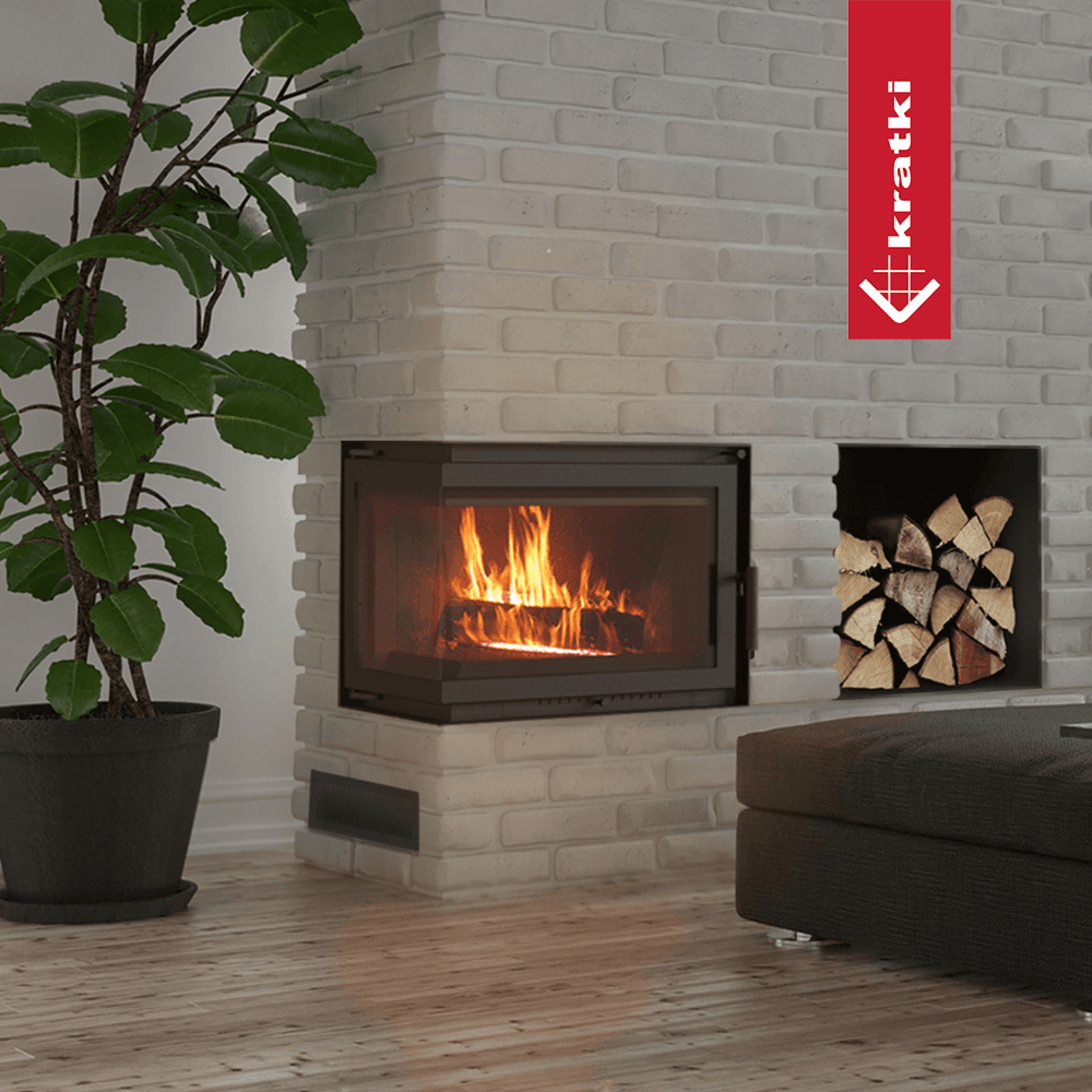 Kratki Kamineinsatz Gusseisen KRATKI SIMPLE links 8 kW Ø 180