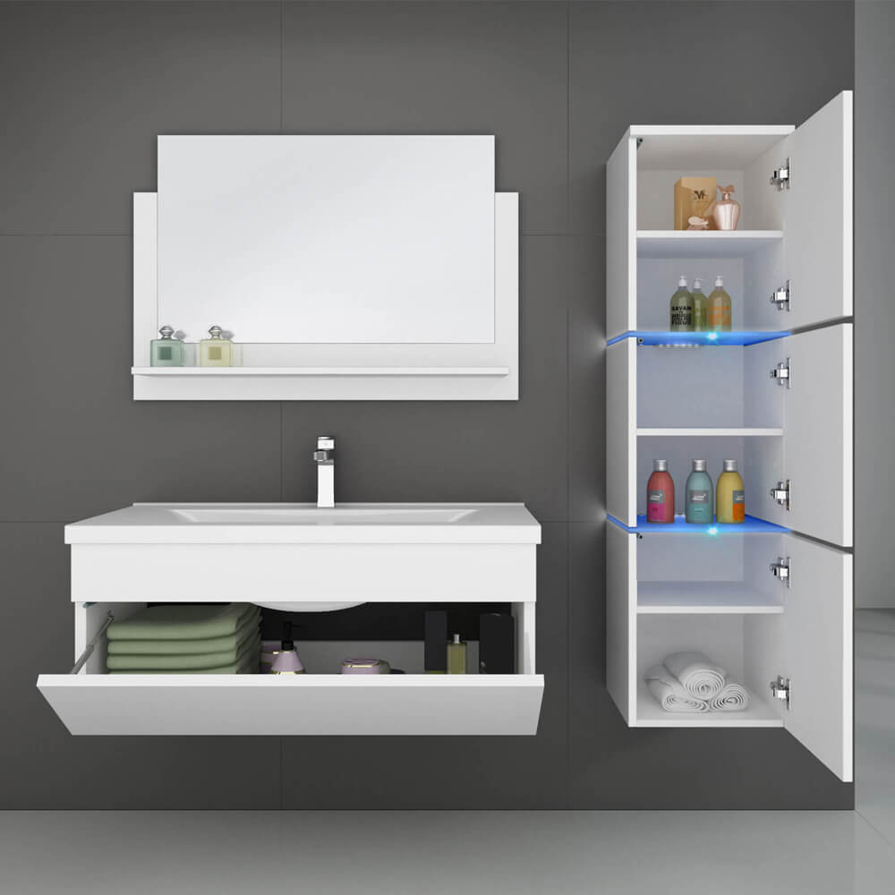 Home Deluxe Badmöbel Komplettset WANGEROOGE XL - Weiß Made in Germany