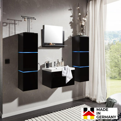 Home Deluxe Badmöbel Komplettset WANGEROOGE XL - Schwarz Made in Germany