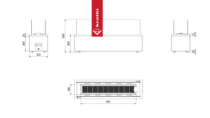 Kratki Terrassenheizer Patio Horizontal manuelle Steuerung 17,5kW Propan-Butan