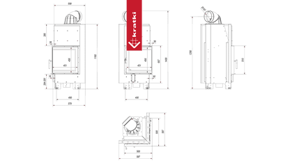 Kratki Kamineinsatz aus Stahl KRATKI MBN rechts 8 kW Ø 200