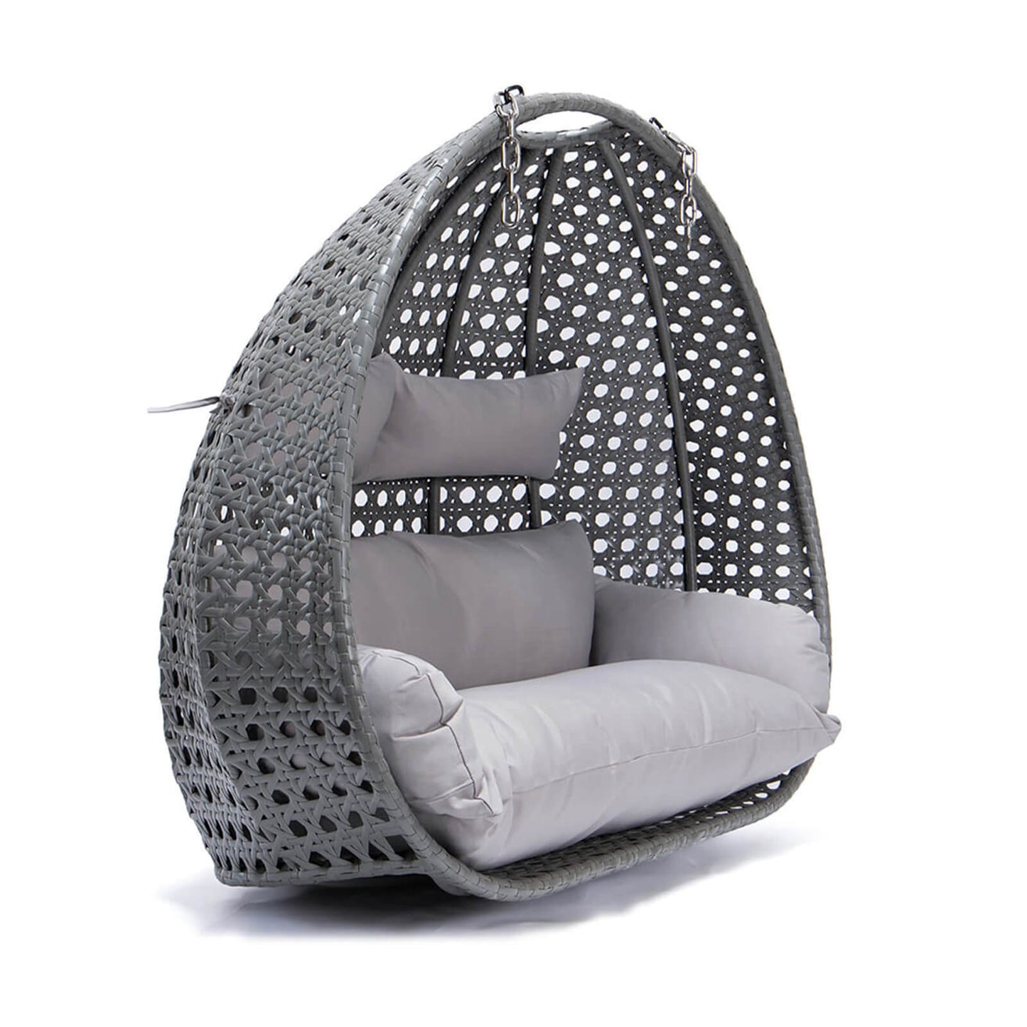 Home Deluxe Polyrattan Hängesessel nur Korb und Kissen TWIN - Grau