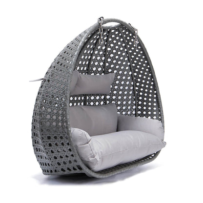 Home Deluxe Polyrattan Hängesessel nur Korb und Kissen TWIN - Grau