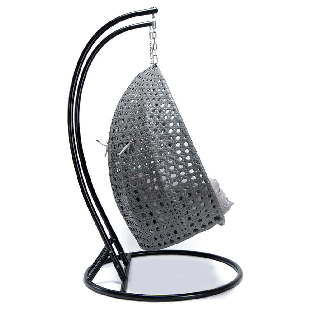 Home Deluxe Polyrattan Hängesessel mit Regenabdeckung TWIN - Grau für 2 Personen