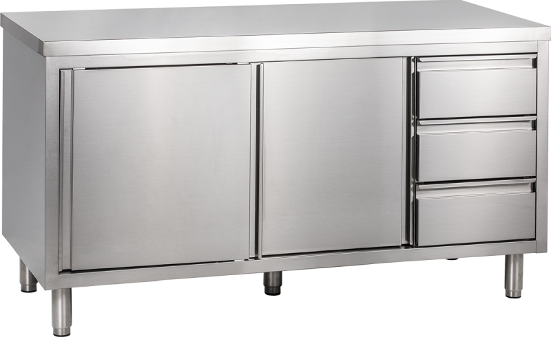 KBS Gastrotechnik Arbeitsschrank mit Schiebetüren und Schubladenblock B 200cm x T 60cm
