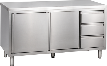 KBS Gastrotechnik Arbeitsschrank mit Schiebetüren und Schubladenblock B 200cm x T 60cm