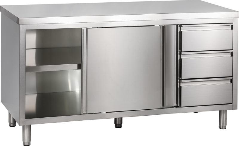 KBS Gastrotechnik Arbeitsschrank mit Schiebetüren und Schubladenblock B 180cm x T 70cm