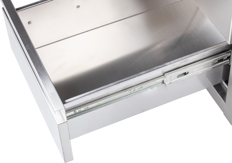 KBS Gastrotechnik Arbeitsschrank mit Schiebetüren, Schubladen und Aufkantung B 180cm x T 70cm