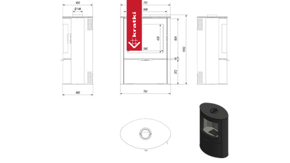 Kratki Kaminofen aus Stahl KRATKI AB 2 Ø 150 10 kW