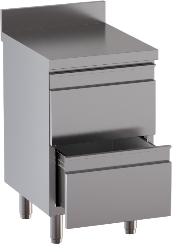 KBS Gastrotechnik Schubladenschrank 2 Schubladen BxT 50x70cm mit Aufkantung