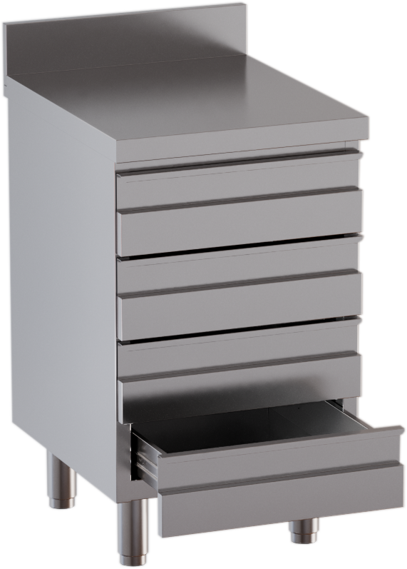 KBS Gastrotechnik Schubladenschrank 4 Schubladen BxT 50x70cm mit Aufkantung
