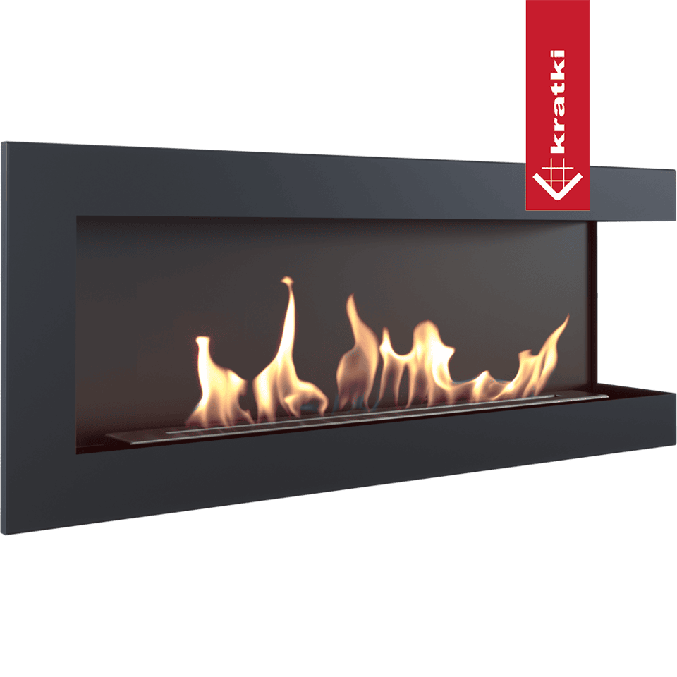 Kratki Wandkamin Bioethanol DELTA 1200 TÜV rechts Deko Steine Set