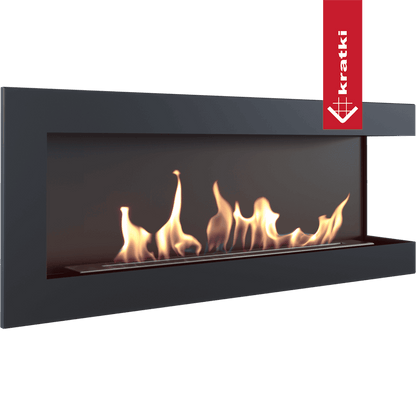 Kratki Wandkamin Bioethanol DELTA 1200 TÜV rechts Deko Steine Set