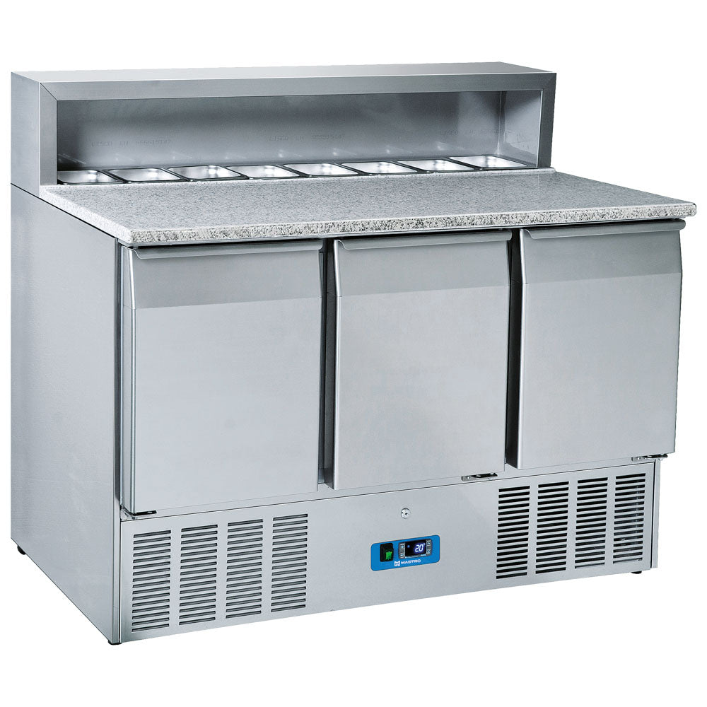 Virtus Pizzadette mit 3 Türen GN 1/1, 8x GN 1/6 H=150 mm, +2°/+10°C