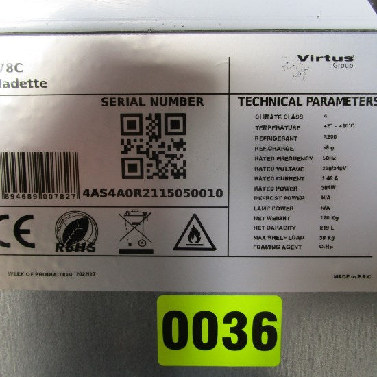 Virtus Pizzadette mit 3 Türen GN 1/1, 8x GN 1/6 H=150 mm, 0°/+8°C - BESCHÄDIGT
