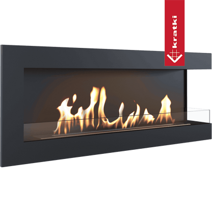 Kratki Wandkamin Bioethanol DELTA 1200 TÜV rechts Deko Steine Set