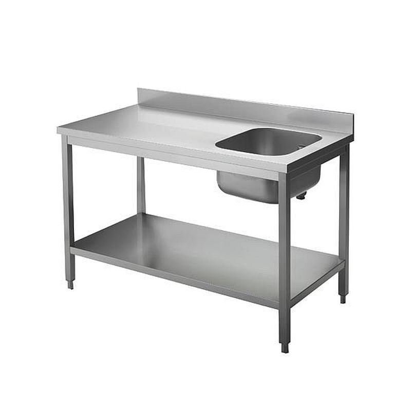 KBS Gastrotechnik Chef-Tisch mit Aufkantung B 140cm - Becken links