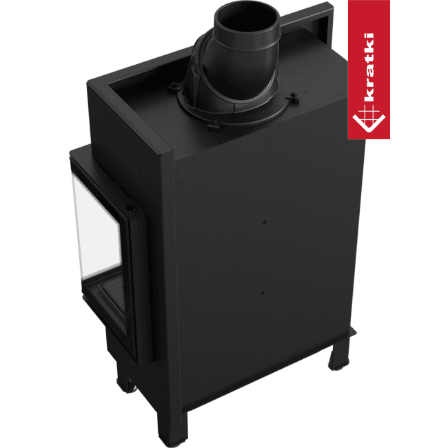 Kratki Kamineinsatz aus Stahl KRATKI LUCY SLIM EKO rechts 8 kW Ø 160 Einbausatz