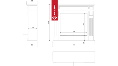 Kratki Portal Bioethanolkamin NOVEMBER TÜV weiß mit Verglasung Set