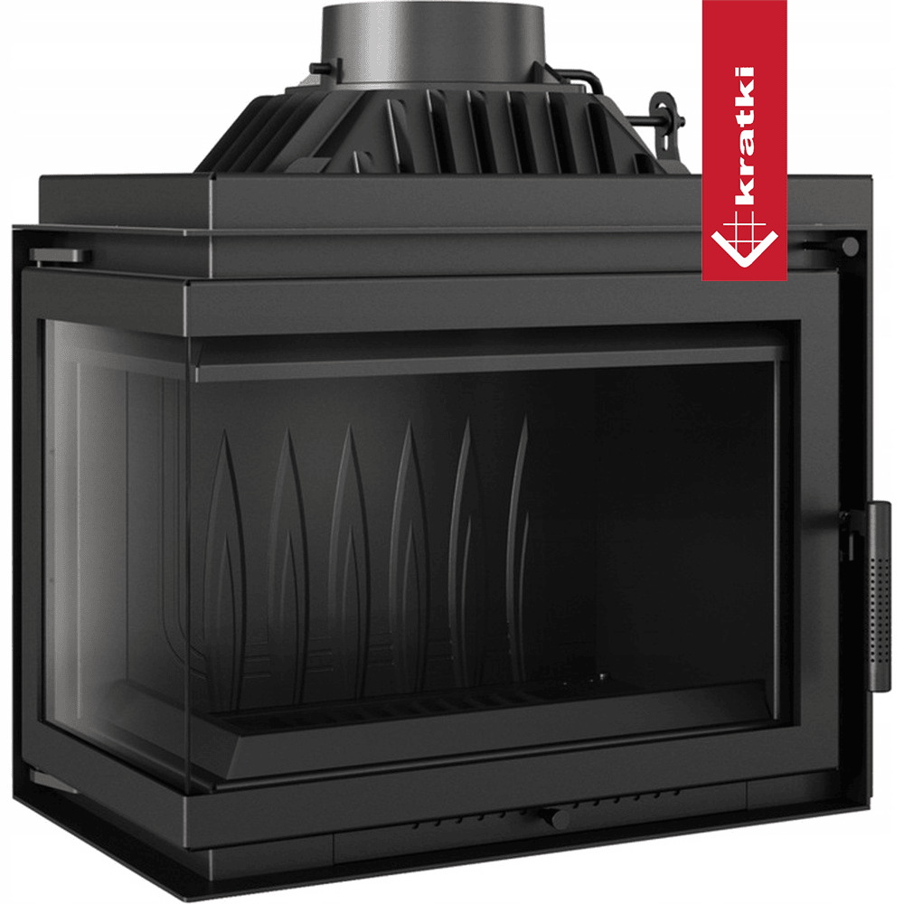 Kratki Kamineinsatz Gusseisen KRATKI SIMPLE links 8 kW Ø 200 Einbausatz 1